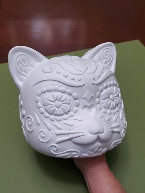 Day of Dead, Sugar Cat Skull, Halloween, Dia de los Muertos, DIY Plaster, Art